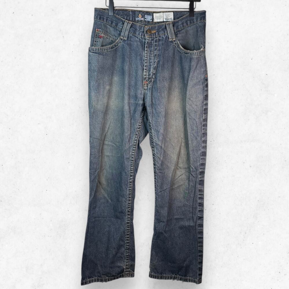 LAPCOFR Flame Resistant Jeans Men's 32X30 Medium Wash Straight Leg 100% Cotton